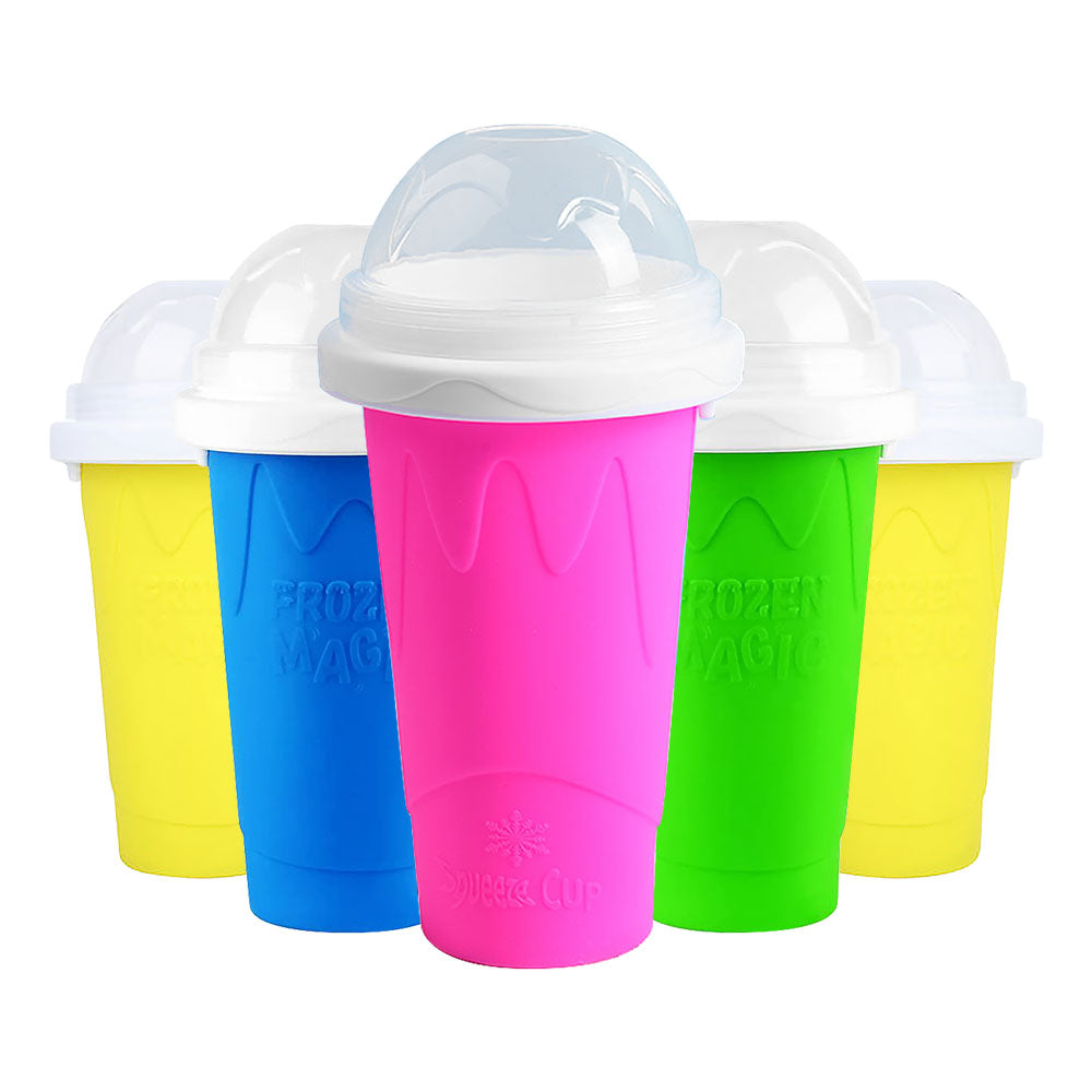 Kingwise ice cream silicone maker slushy cup frozen magic  squeeze slushy cup maker plastic slushie maker cup