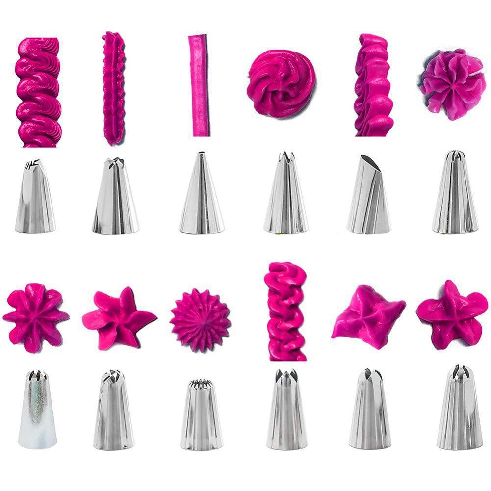 Pink 83 Pieces Baking Tools Kit Supplier Disposable Piping Tips Bags Nozzles Scraper Fondant Cake Decorating Set