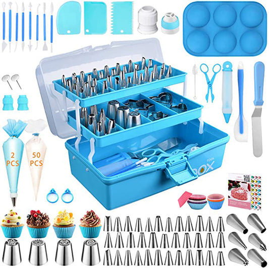 Kinfwise Cake Tools Set Piping Tips 236pcs Cake Decorating Supplies Kit with Storage Box