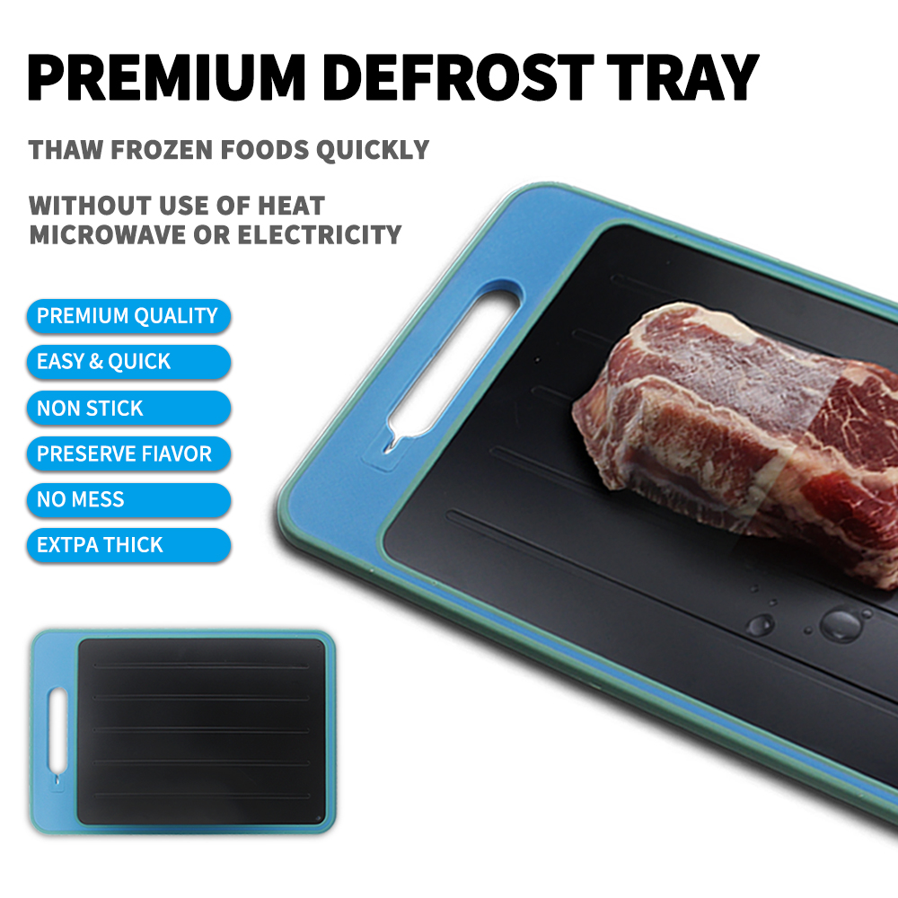 Kingwise 2 in 1 Premium Aluminum Defrosting Plate Cutting Boards for Quick Frozen Meat