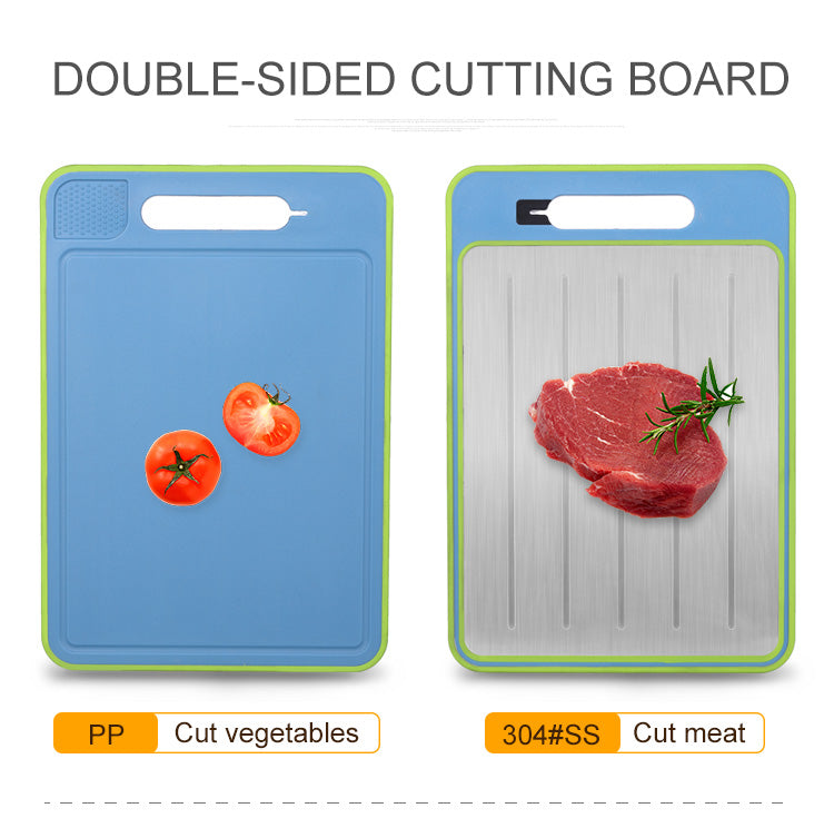 Kingwise 2 in 1 Premium Aluminum Defrosting Plate Cutting Boards for Quick Frozen Meat