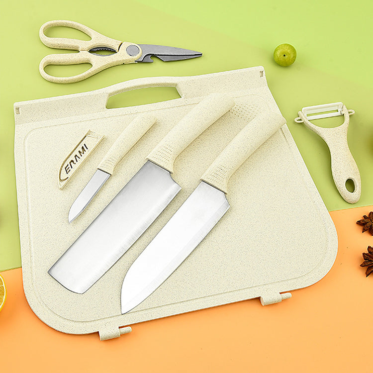 Kingwise 6 pieces hopping blocks kitchen plastic cutting board set wholesale pp chopping board with knives set