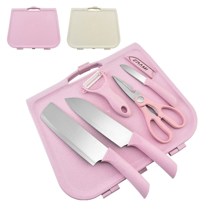 Kingwise 6 pieces hopping blocks kitchen plastic cutting board set wholesale pp chopping board with knives set