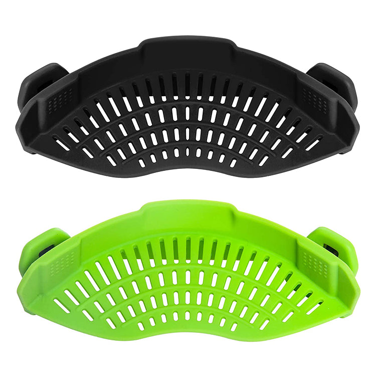 Kingwise kitchen clip on strainer bpa free silicon snap n strain for pots colanders