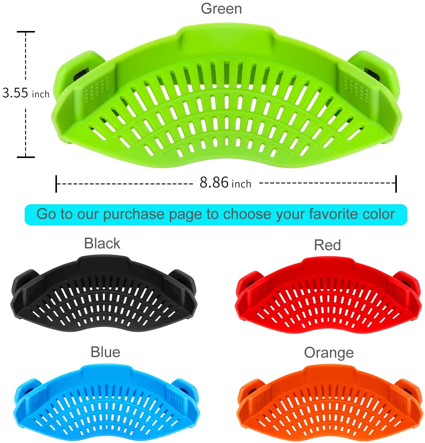 Kingwise kitchen clip on strainer bpa free silicon snap n strain for pots colanders