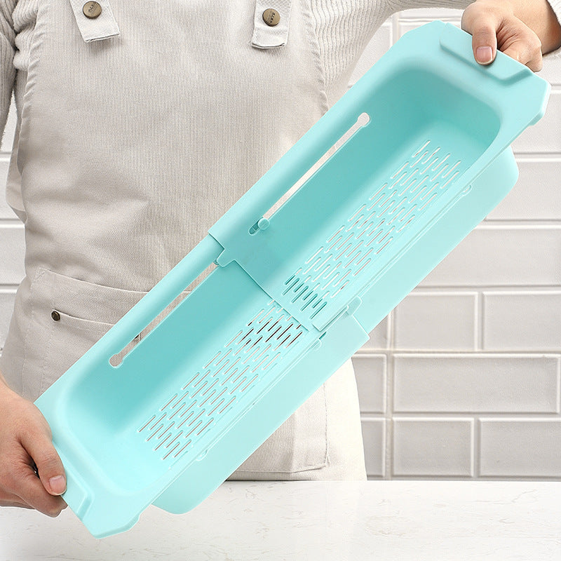 Kingwise plastic PP kitchen drain basket collapsible over the sink colander strainer basket