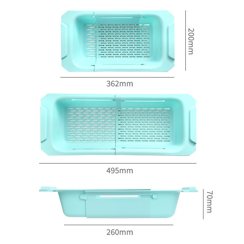 Kingwise plastic PP kitchen drain basket collapsible over the sink colander strainer basket