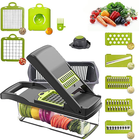 Kingwise Kitchen Gadgets Manual Madoline 12 in 1 Food Chopper Online Multi Functional Vegetable Cutter Slicer