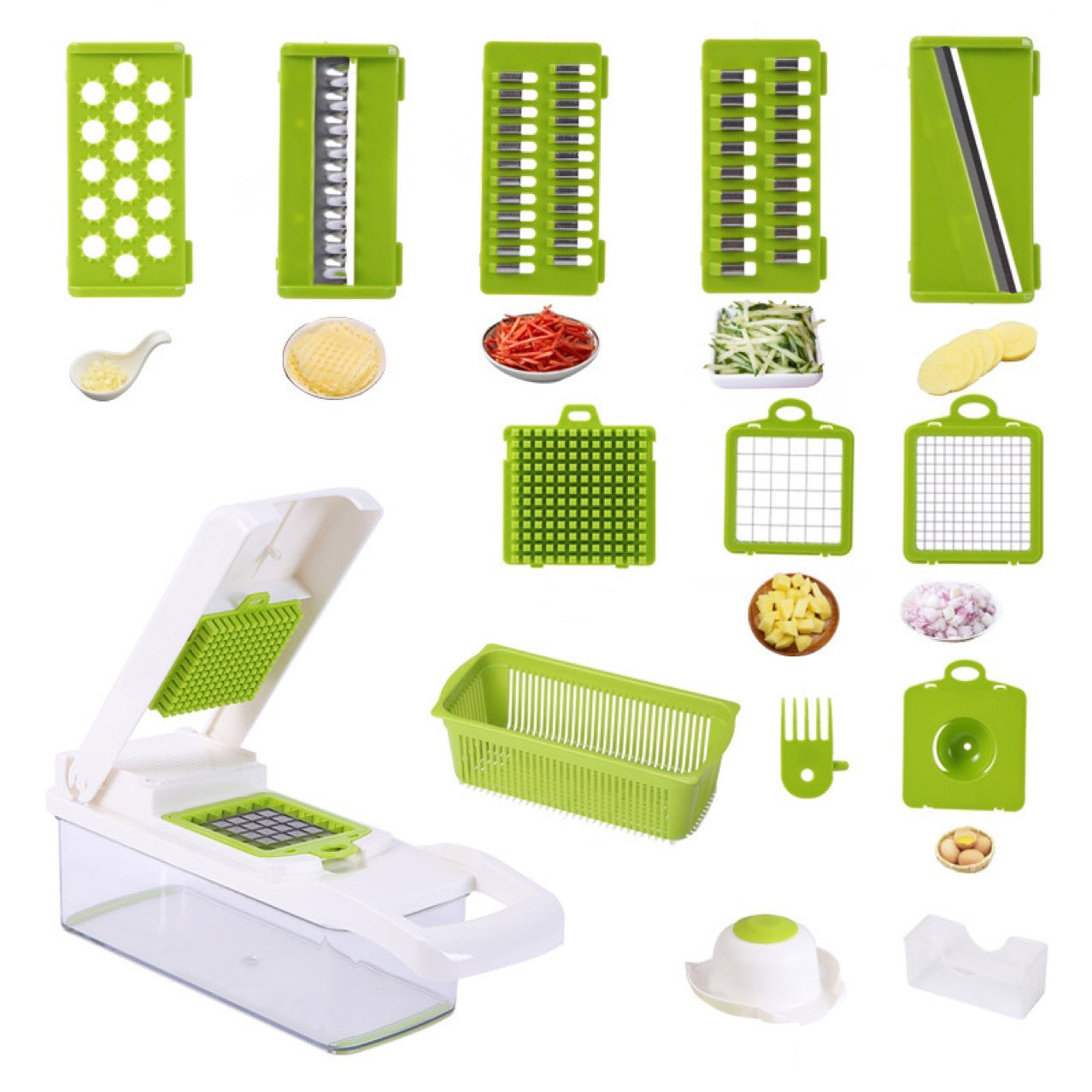 Kingwise Professional Mandoline Dice Slicer Stainless Steel Onion 12 in 1 Vegetable Chopper