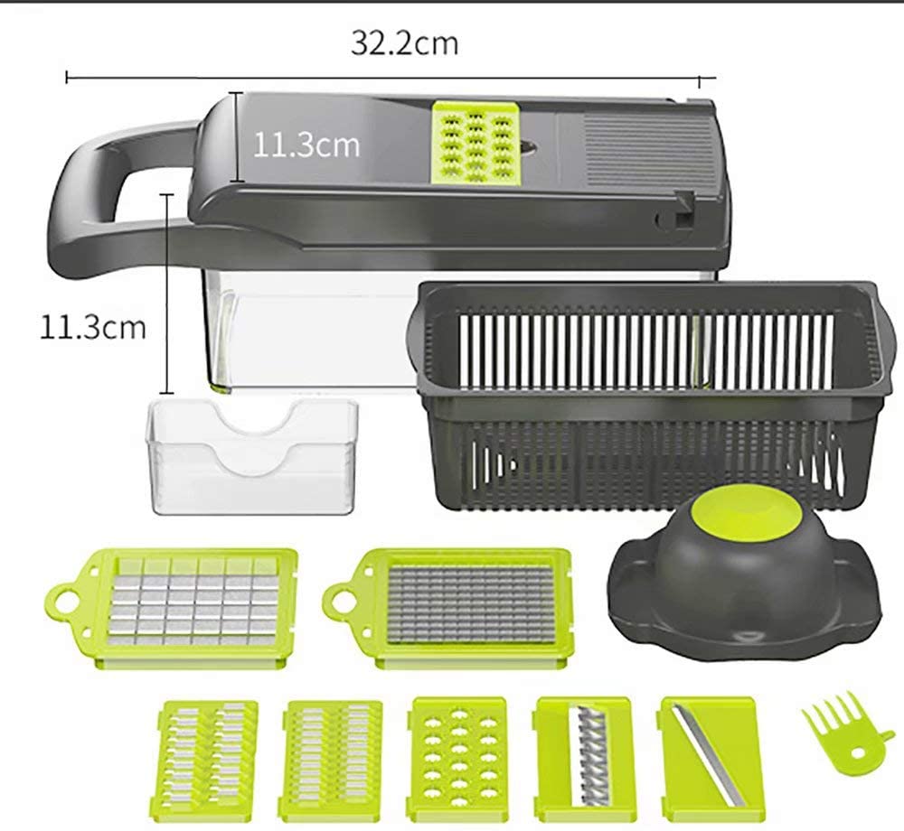 Kingwise Kitchen Gadgets Manual Madoline 12 in 1 Food Chopper Online Multi Functional Vegetable Cutter Slicer