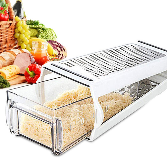 Kingwise Multi Functional Two Sided Vegetable Grinder Cheese Shredder Stainless Steel Cheese Grater with Container