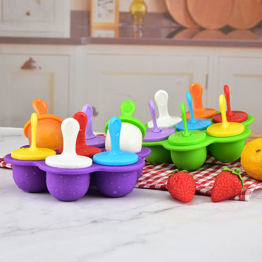 Kingwise Round Shaped Silicone Mini  Popsicle Mould with Plastic Sticks