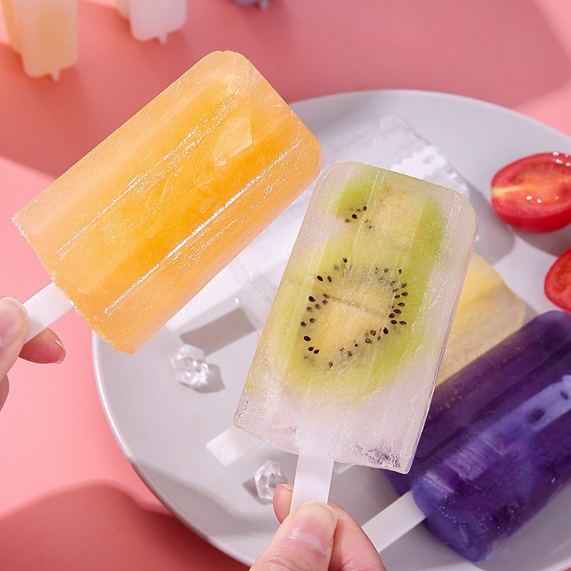 Kingwise 4 grids PP transparent reusable plastic popsicle molds