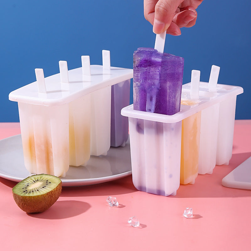 Kingwise 4 grids PP transparent reusable plastic popsicle molds