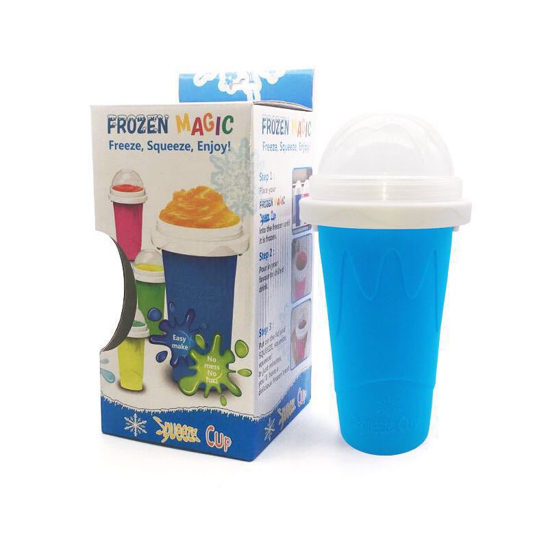 Kingwise ice cream silicone maker slushy cup frozen magic  squeeze slushy cup maker plastic slushie maker cup