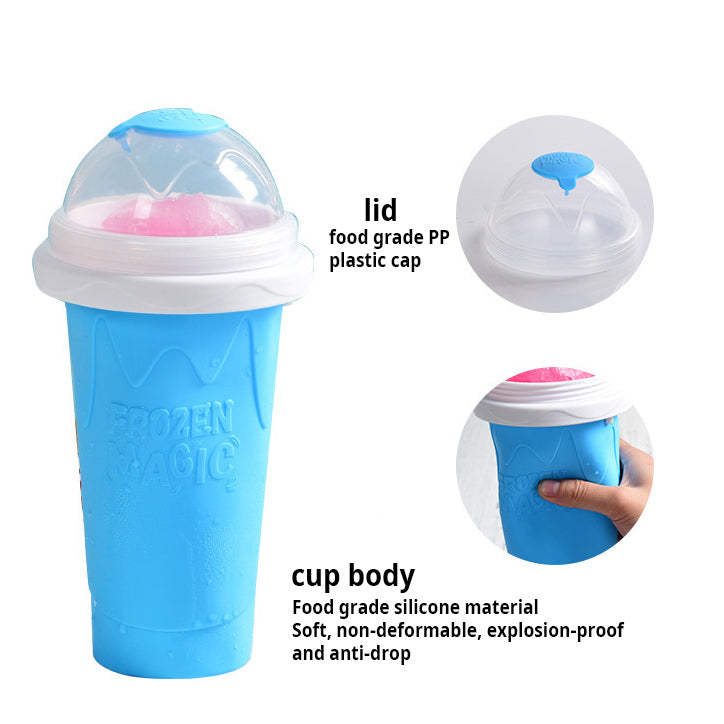 Kingwise ice cream silicone maker slushy cup frozen magic  squeeze slushy cup maker plastic slushie maker cup