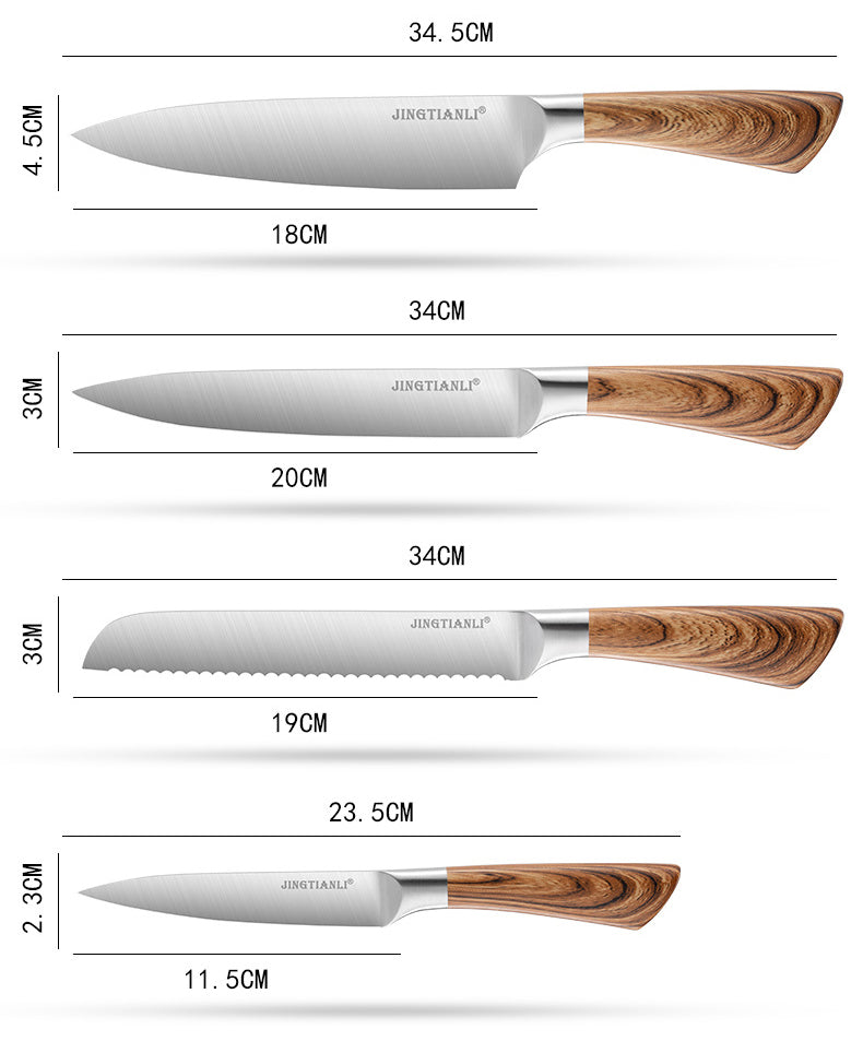 Kingwise wood grain stainless Steel Kitchen Cleaver six-piece set