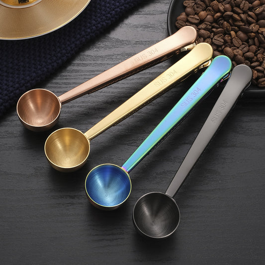 Kingwise Food Grade Stainless Steel Coffee Measuring Spoon With Sealing Clip