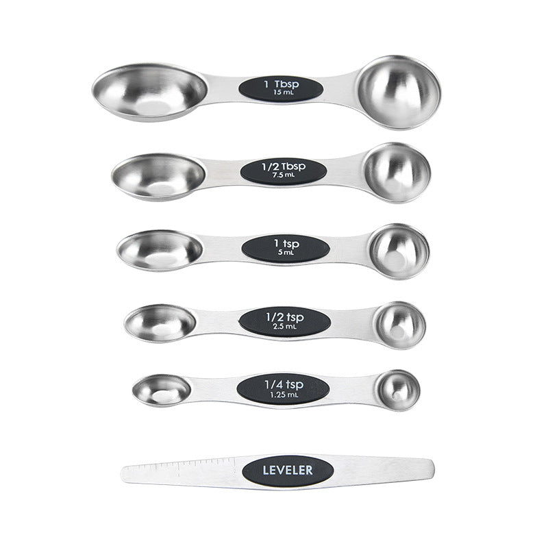 Kingwise 304 Stainless Steel 8 Pieces Double-ended Measuring Spoon Set with Scale