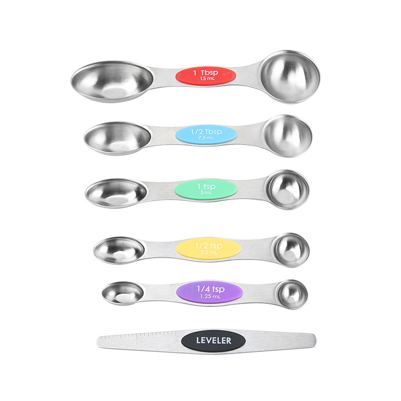 Kingwise 304 Stainless Steel 8 Pieces Double-ended Measuring Spoon Set with Scale