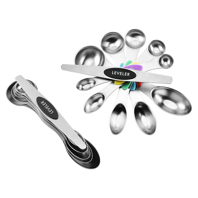 Kingwise 304 Stainless Steel 8 Pieces Double-ended Measuring Spoon Set with Scale