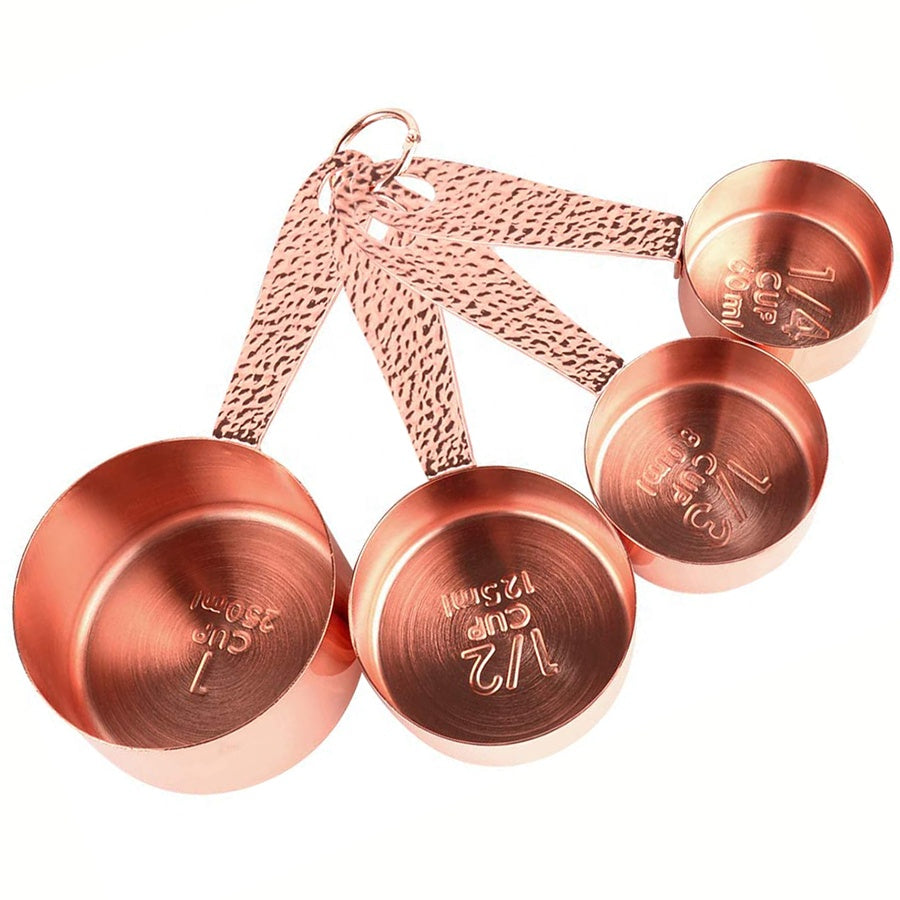 Kingwise Kitchen 4pcs Rose Gold Stainless Steel Measuring Spoon Cup