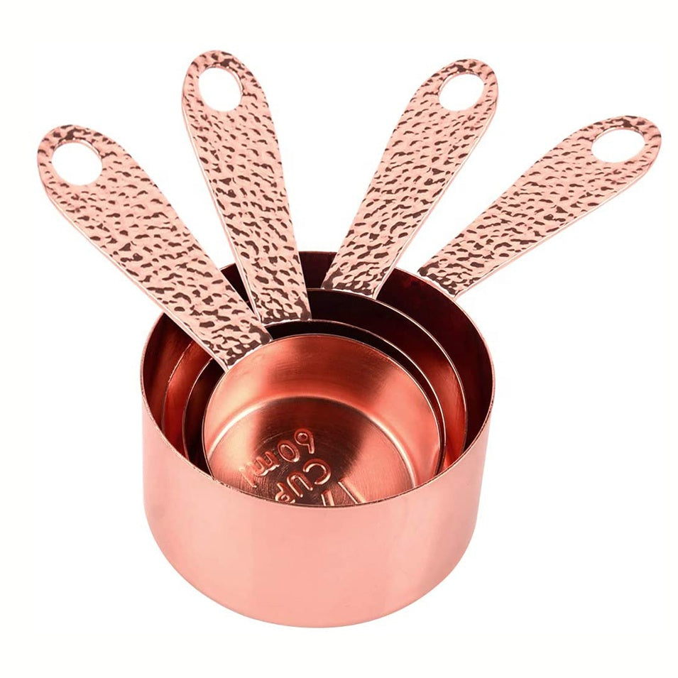 Kingwise Kitchen 4pcs Rose Gold Stainless Steel Measuring Spoon Cup