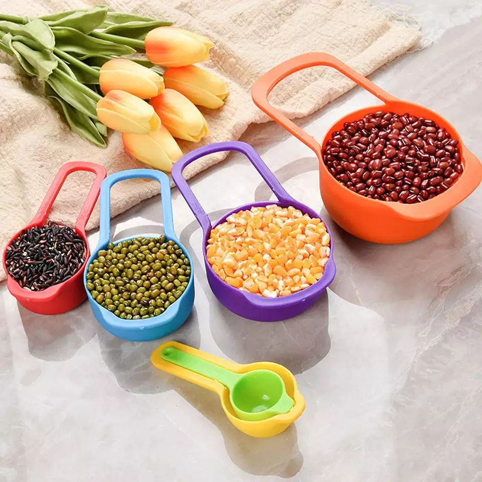 Kingwise Kitchen 10pcs Colorful Plastic Mixing Bowls and Measuring Cups