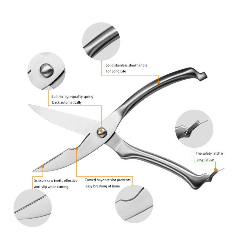 High Quality Powerful Household Kitchen Stainless Steel Scissor with Spring