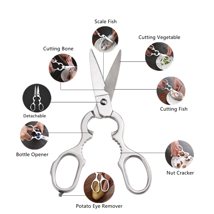 German Stainless Steel Multi-functional Aluminum Alloy Detachable 8 Inch Kitchen Scissors