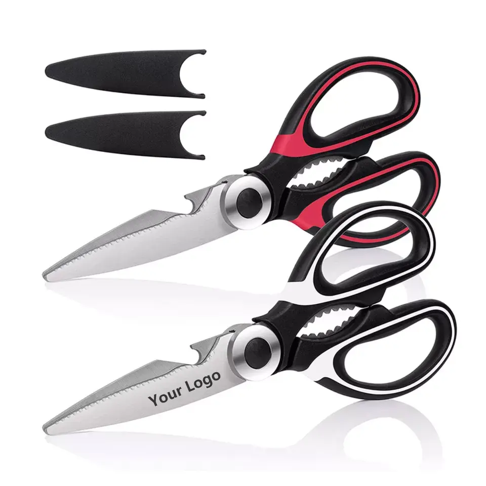 Household Beer Opener Fish 2 Pack Kitchen Scissors with Sheath Cover