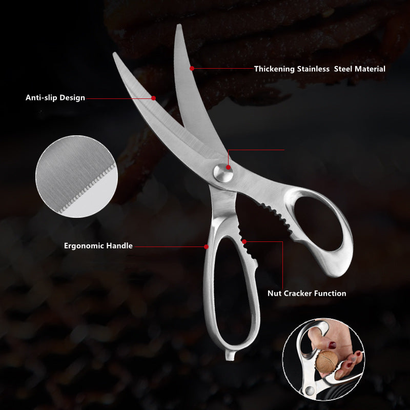 Premium Korea Kitchen Poultry Shears Stainless Steel Non Slip Handle Multi Purpose Kitchen Scissors for Chicken Fish Meat