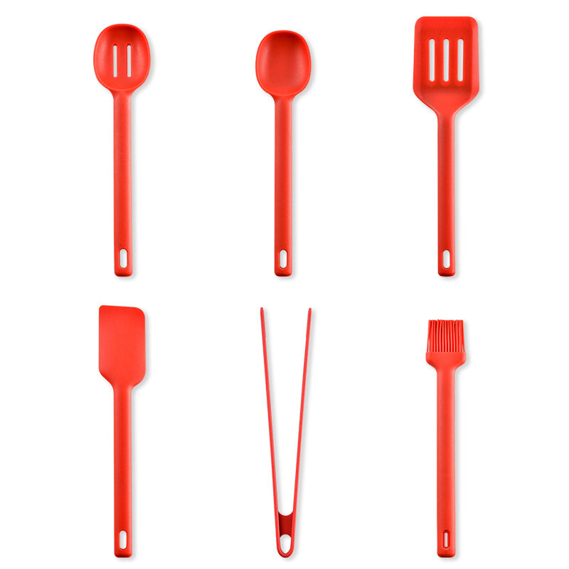 Kingwise Reusable Cozinha Cookware Gift Dining Kitchen 6 Piece Silicone Red Korean Utensil Set