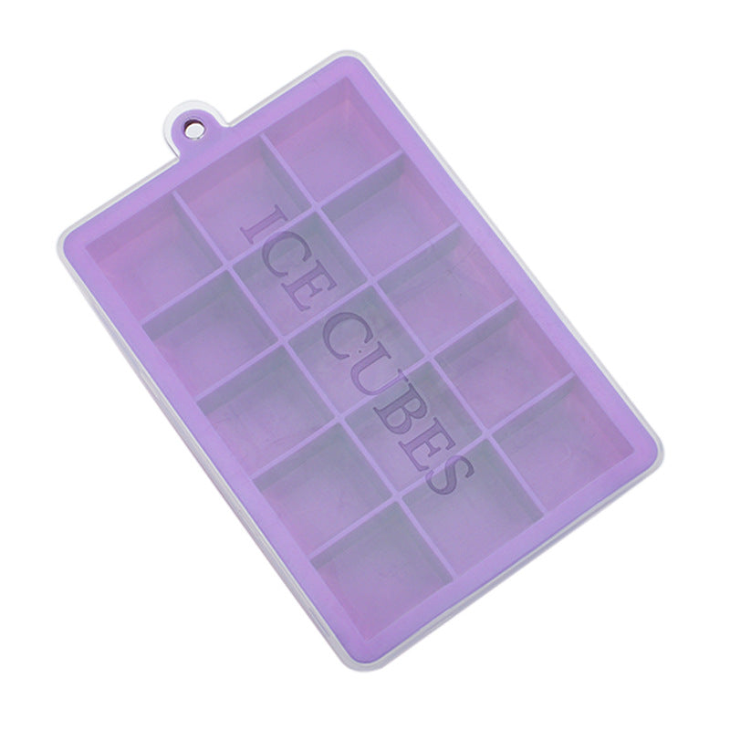 Kingwise Square Reusable Food Grade Silicone Rubber 15 Cavity Ice Cube Tray With Lid