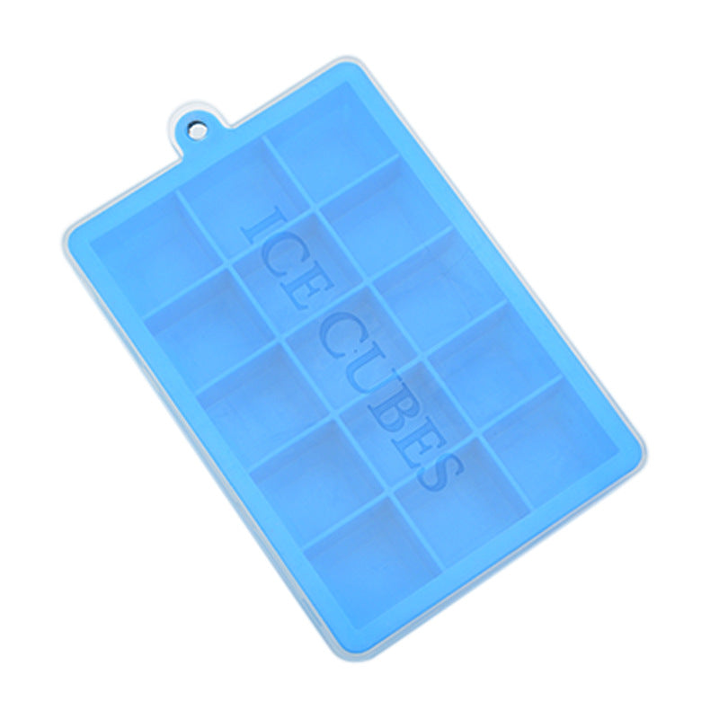 Kingwise Square Reusable Food Grade Silicone Rubber 15 Cavity Ice Cube Tray With Lid