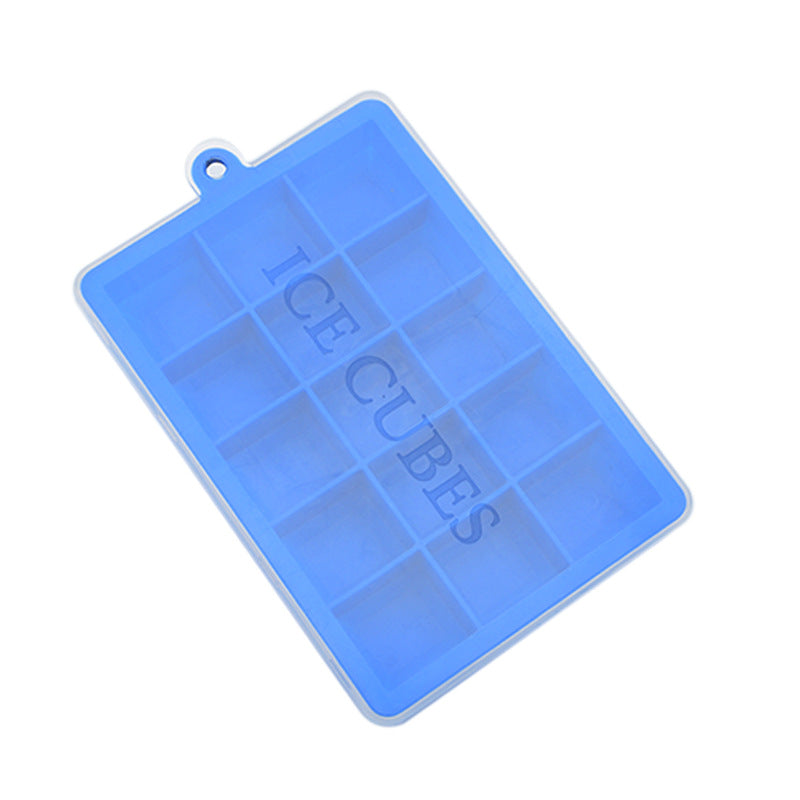 Kingwise Square Reusable Food Grade Silicone Rubber 15 Cavity Ice Cube Tray With Lid