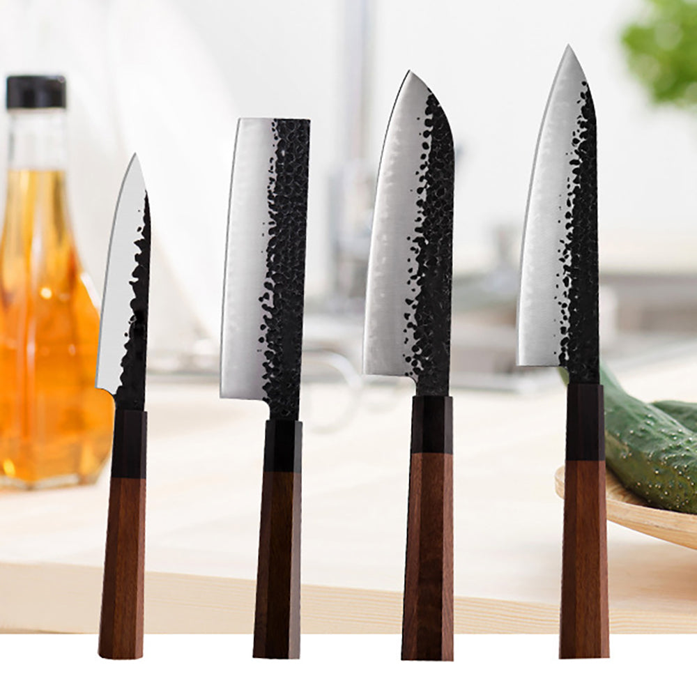 Kingwise Professional Japanese Carbon 9Cr18MoV Steel kitchen knife set with Wooden Handle