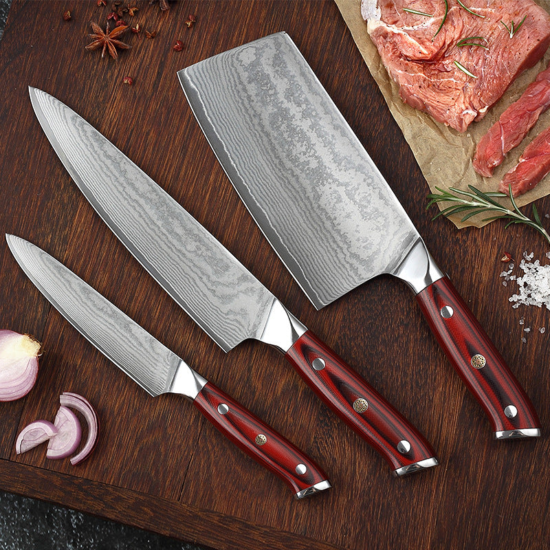 Kingwise Sharp Damascus Steel 3PCS Professional Kitchen Knives Set