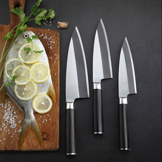 Stainless Steel Sliced Salman Fish Sushi Sashimi Chef Knife with Wood Handle