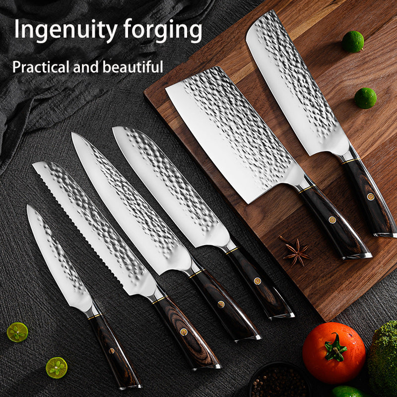 Kingwise 6 Pcs Set of Kitchen Knives Hand Forged Steel Kitchen Knife Set