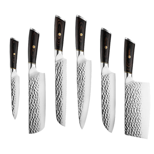 Kingwise 6 Pcs Set of Kitchen Knives Hand Forged Steel Kitchen Knife Set