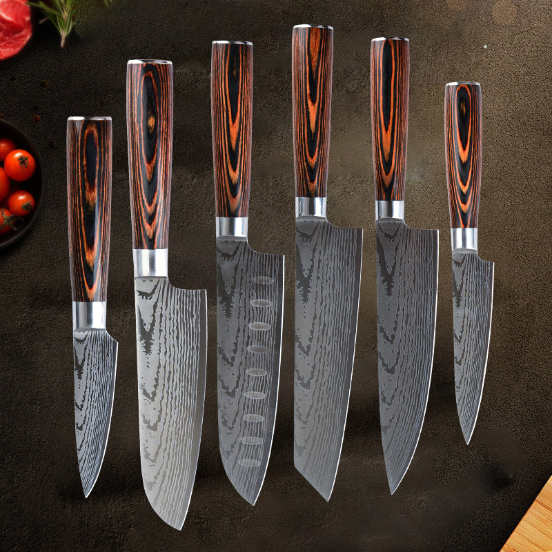 6 Pieces German Damascus Steel Chef Knife Sets Japanese Kitchen Knives