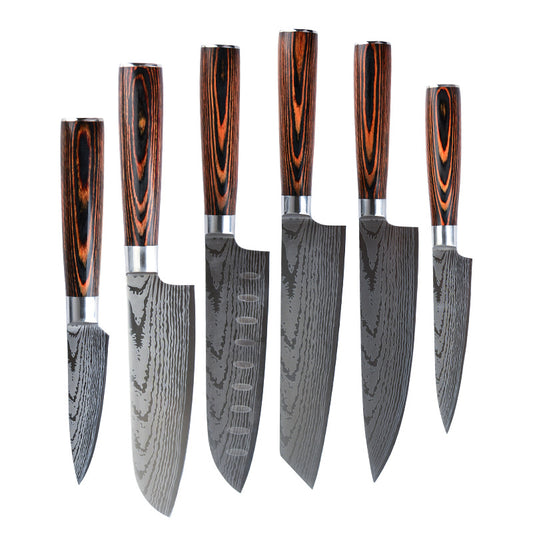 6 Pieces German Damascus Steel Chef Knife Sets Japanese Kitchen Knives