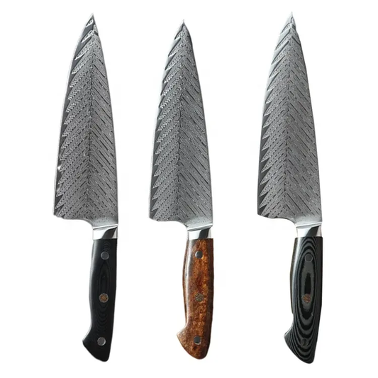 8 "Damascus Chef Knife G10 Handle Feather Pattern Japanese Salmon Sushi Knife