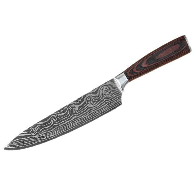 Kingwise G10 Handle Japanese Steel 8 Inch Kitchen Chef Knife with Ridge Pattern